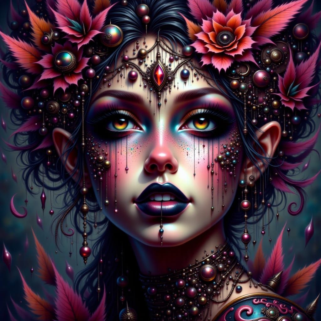 Mystical Woman with Black and Red Ink Aura