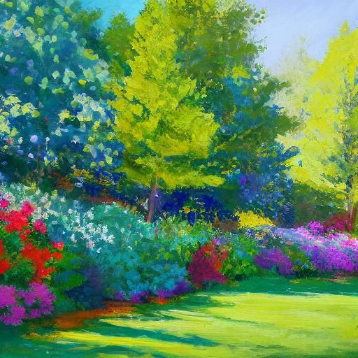 Woman in Sunlit Garden: Impressionistic Oil Painting