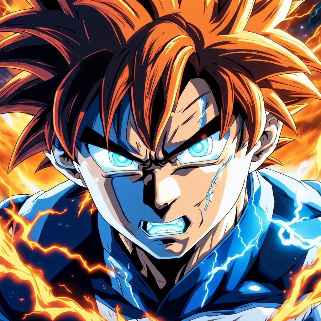 Goku Ultra Instinct: Electrically Charged Anime Illustration