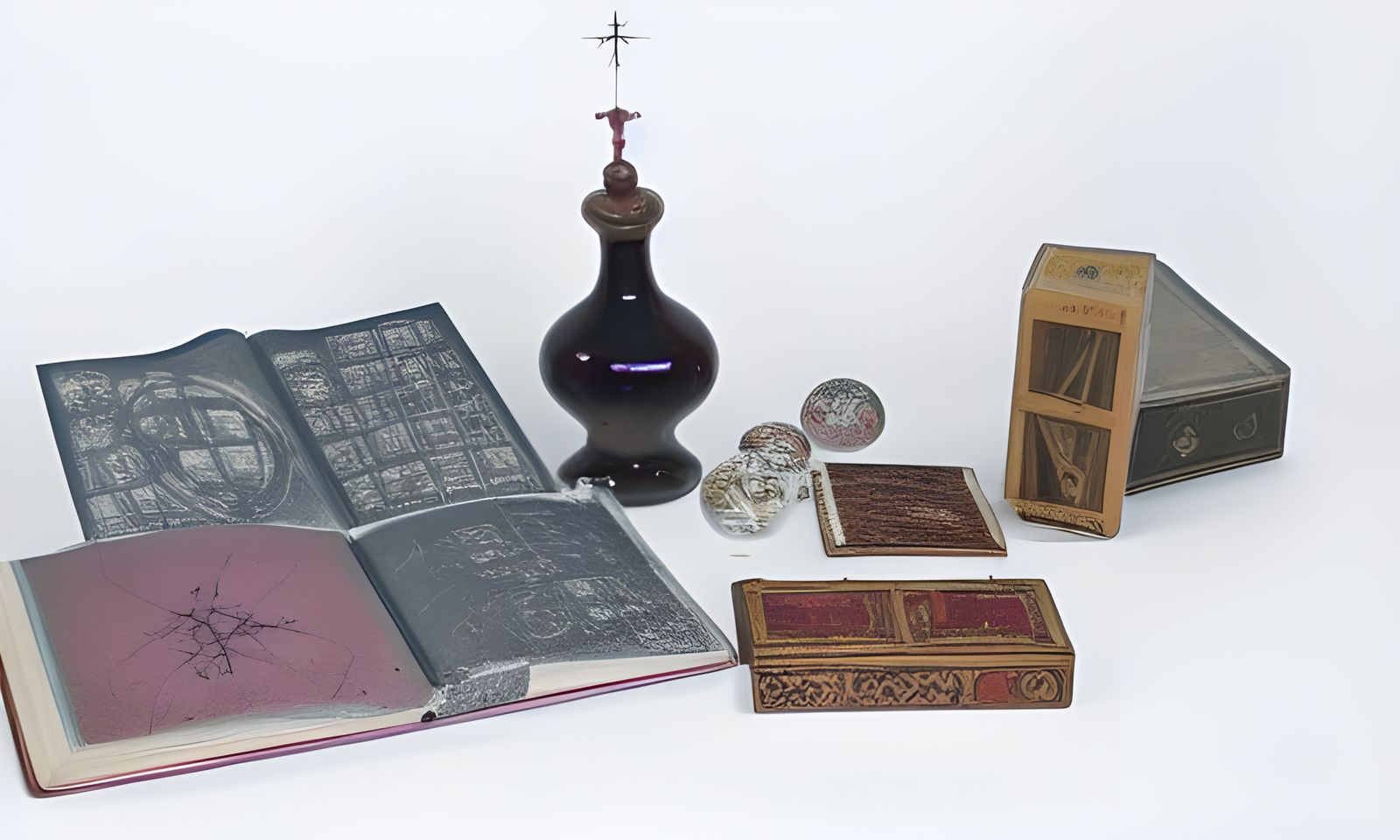 Macabre Alchemist's Workshop in Illuminated Manuscript Style