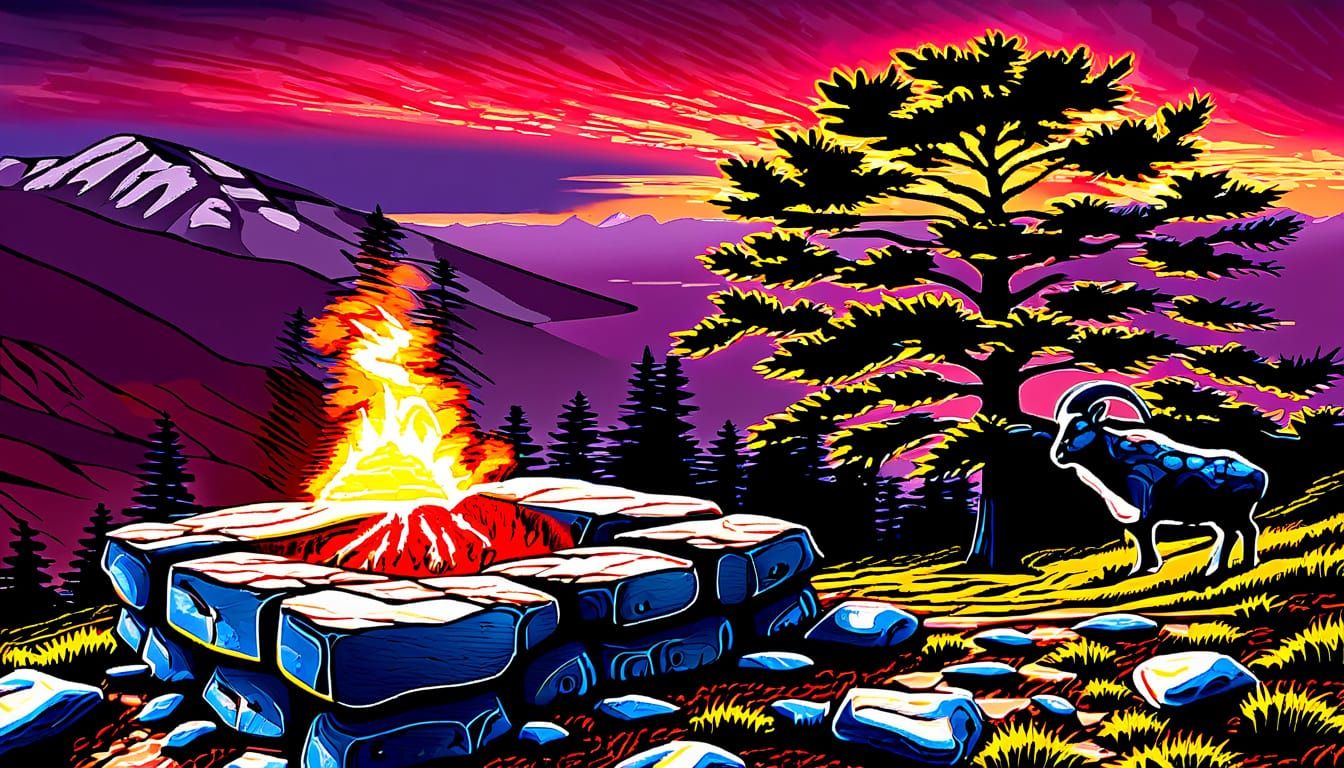 Epic Cinematic Fire Scene on Mountainous Soil