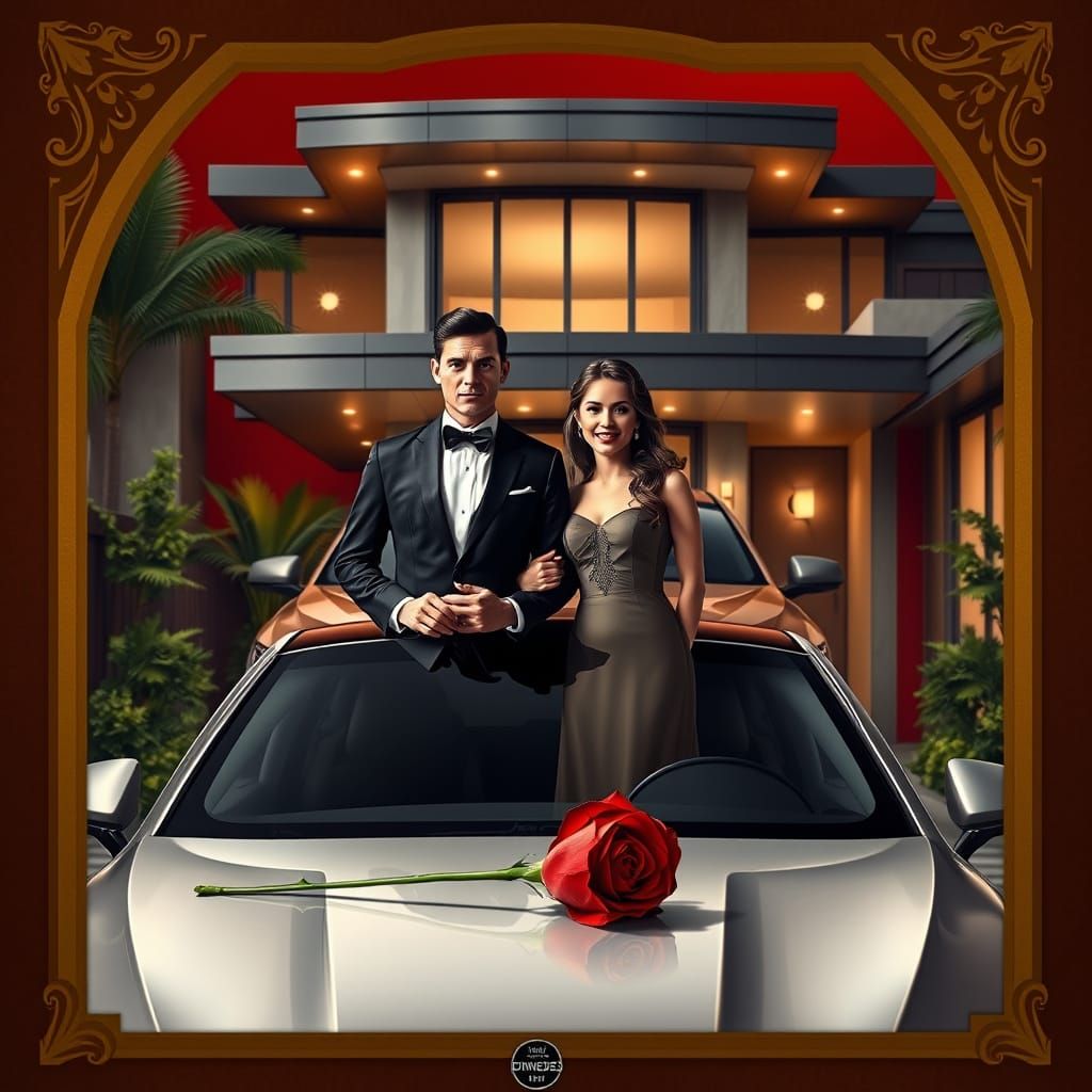 Luxurious Hyperrealistic Portrait of DINNES and ROSE in Form...