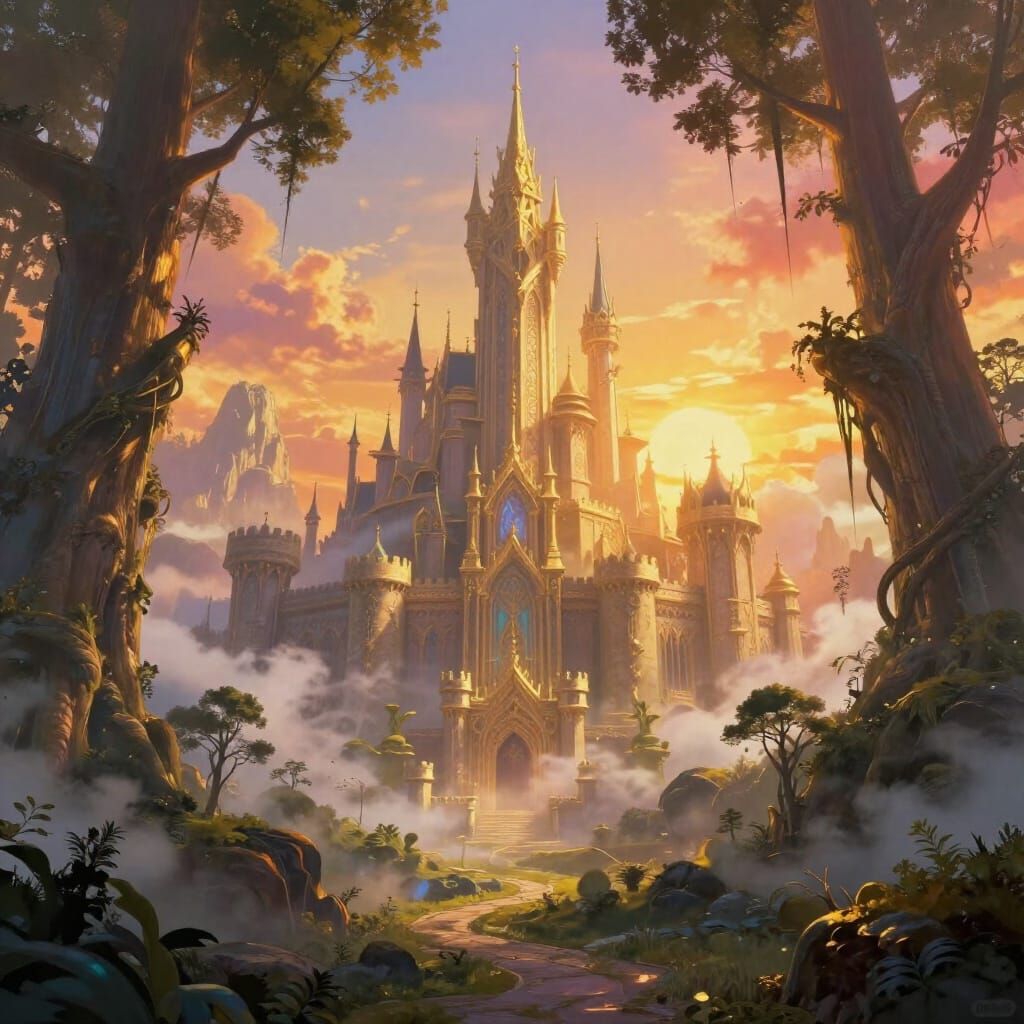 Epic Fantasy Kingdom Vista in Golden Hour Light