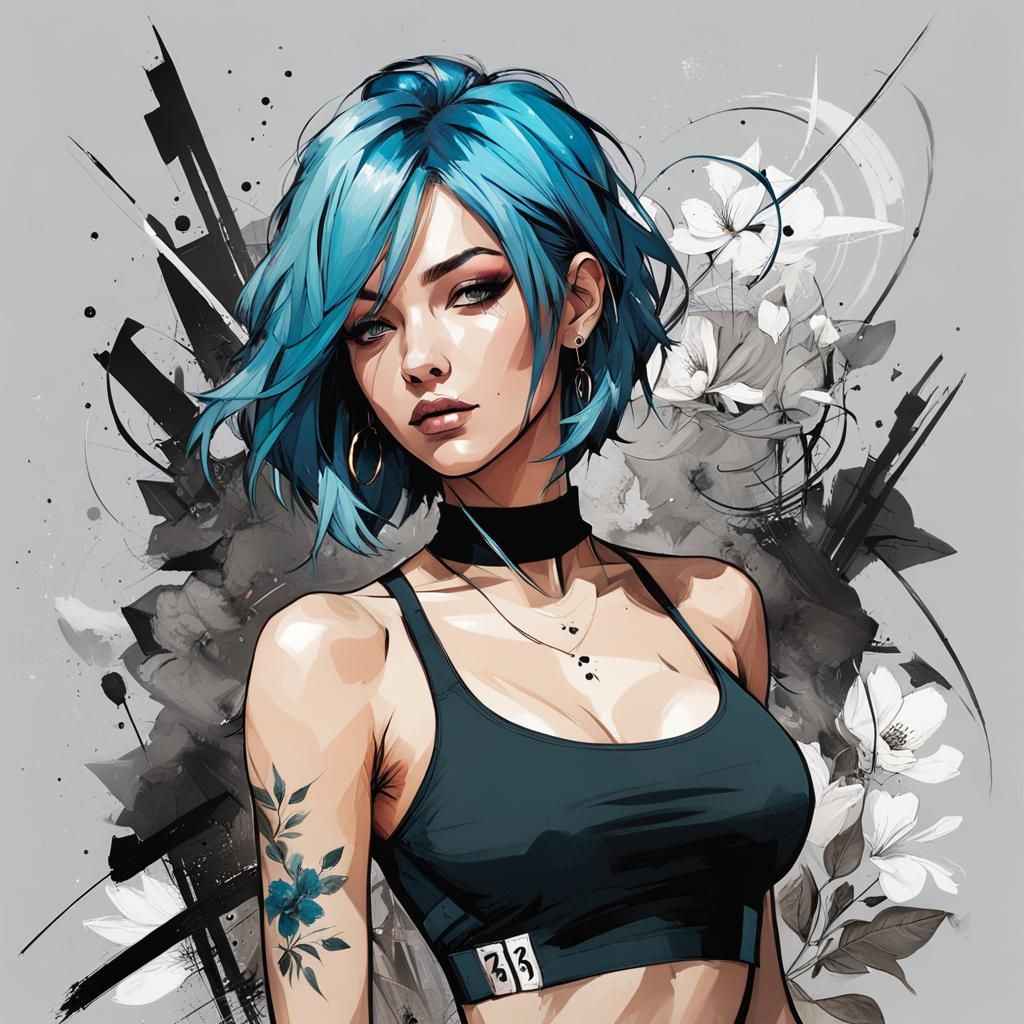 Fantasy Nude with Flowers in Technical Concept Art