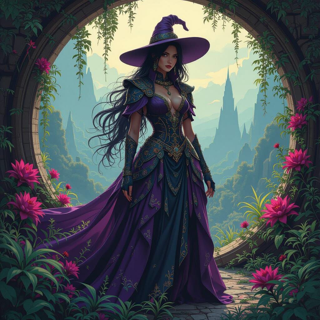 Ornate Purple Landscape in Futuristic Style