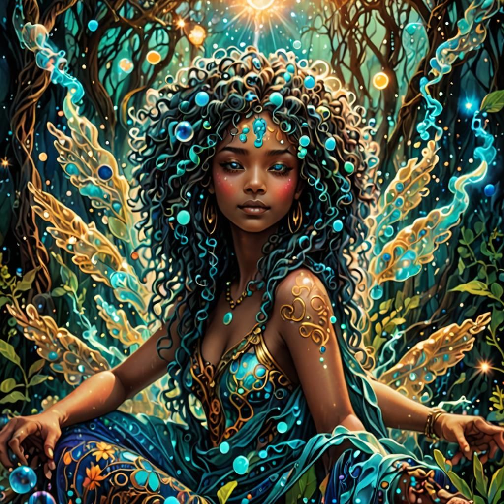 Astral Cosmic Art with Glowing Bubbles