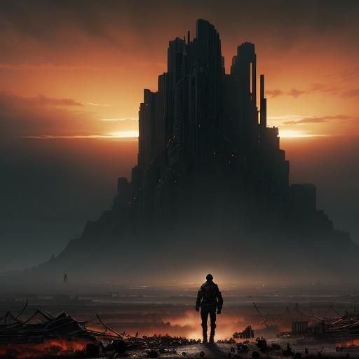 Post-Apocalyptic Figure's Last Breath: Digital Matte Paintin...