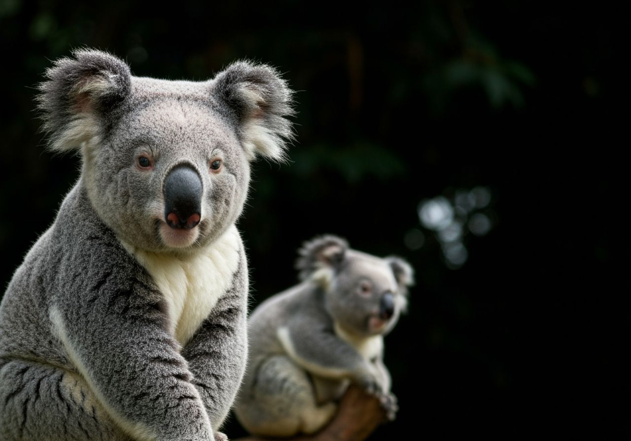 Vivid Watercolor of Joyful Koalas in Noctilucent Light