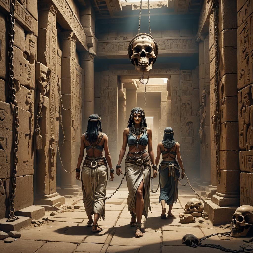 Chained Woman in Ancient Egyptian Temple