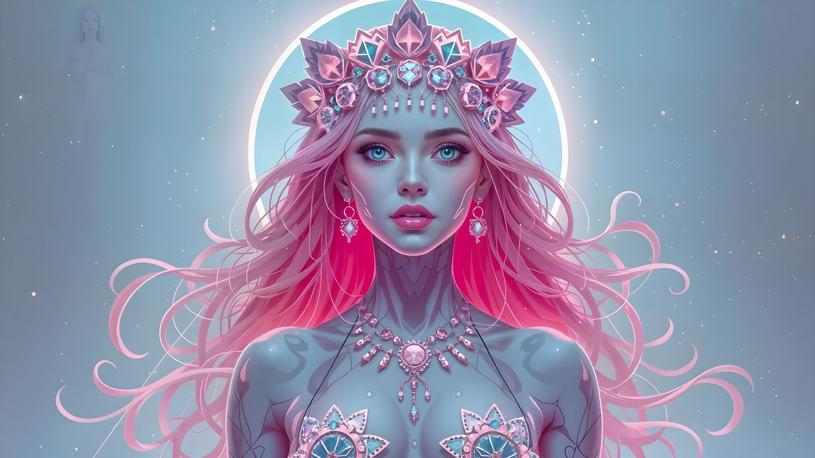 Glowing Goddess in Vibrant Flat Design