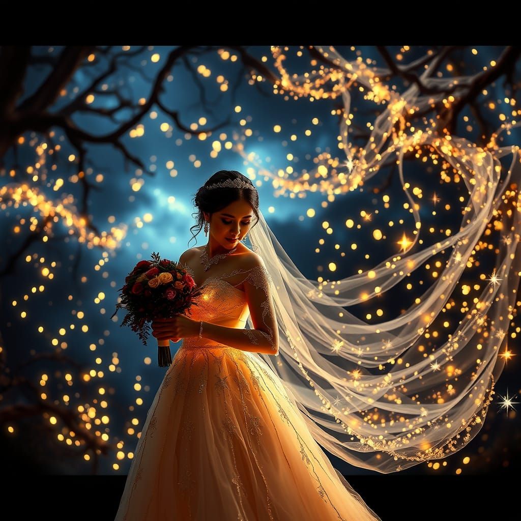 Ethereal Beaded Bride on Magical Night