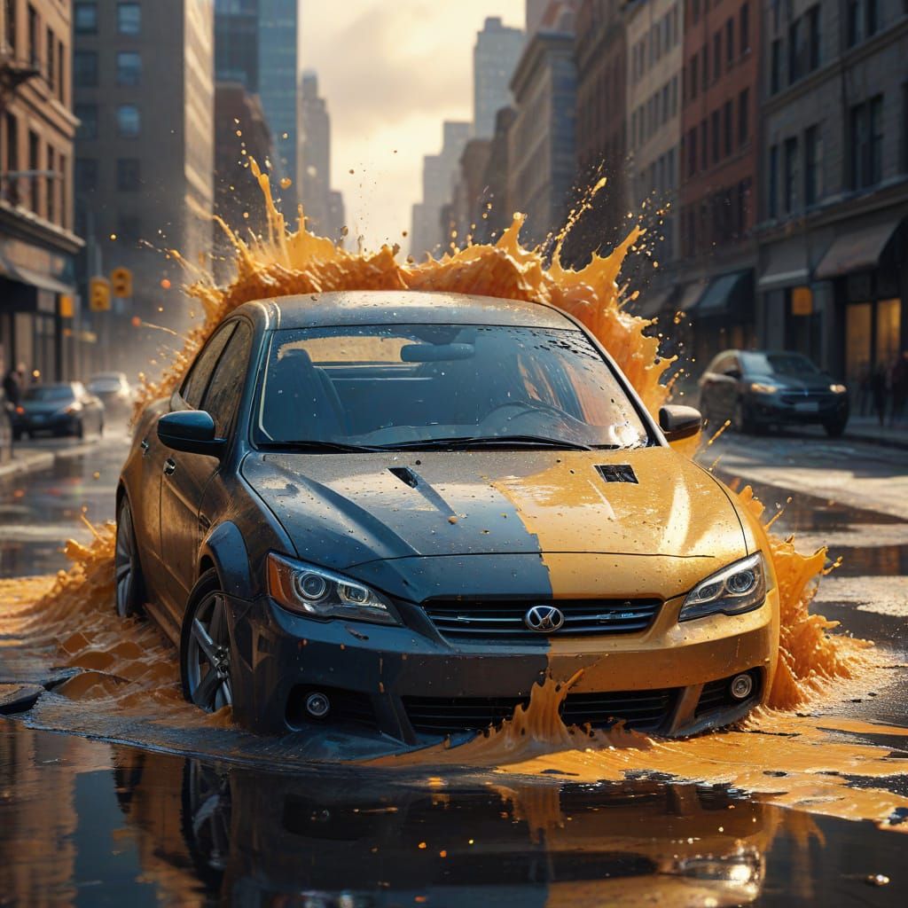 Cinematic Cityscape Collapse in Viscous Paint