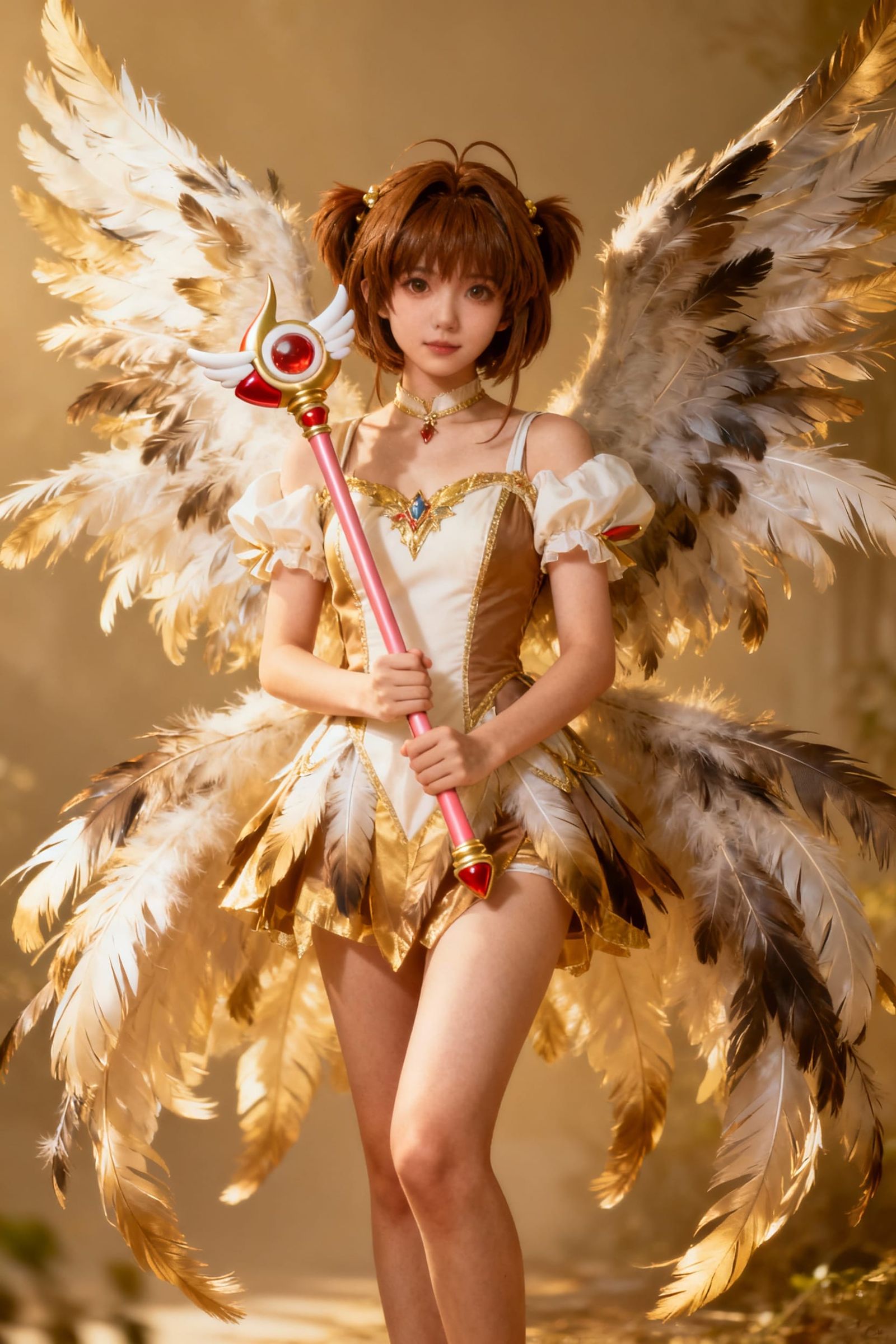 Sexy Card Captor Sakura with Wings and Magic Staff