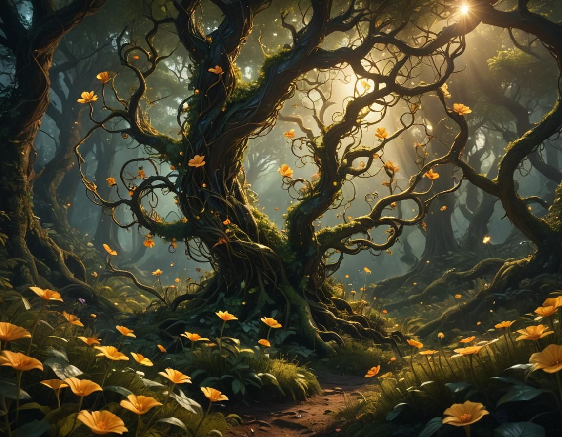 Mystical Forest: MenFlower Symbiogenesis Concept Art
