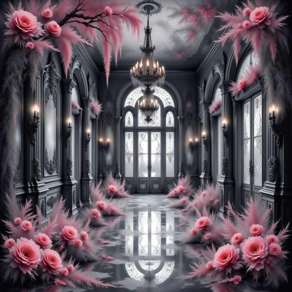 Mystical Gothic Mansion in Ethereal Haze