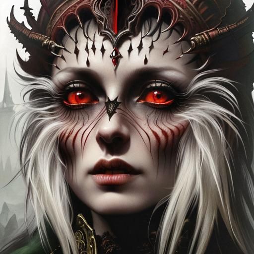 Dracula's Castle: A Horror Illustration in Oil and Ink