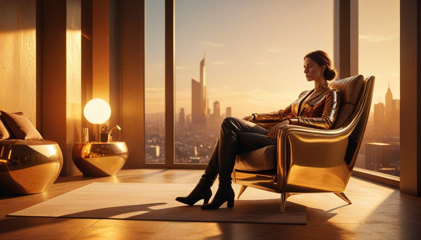 Modern Architecture in Golden Hour, Digital Art