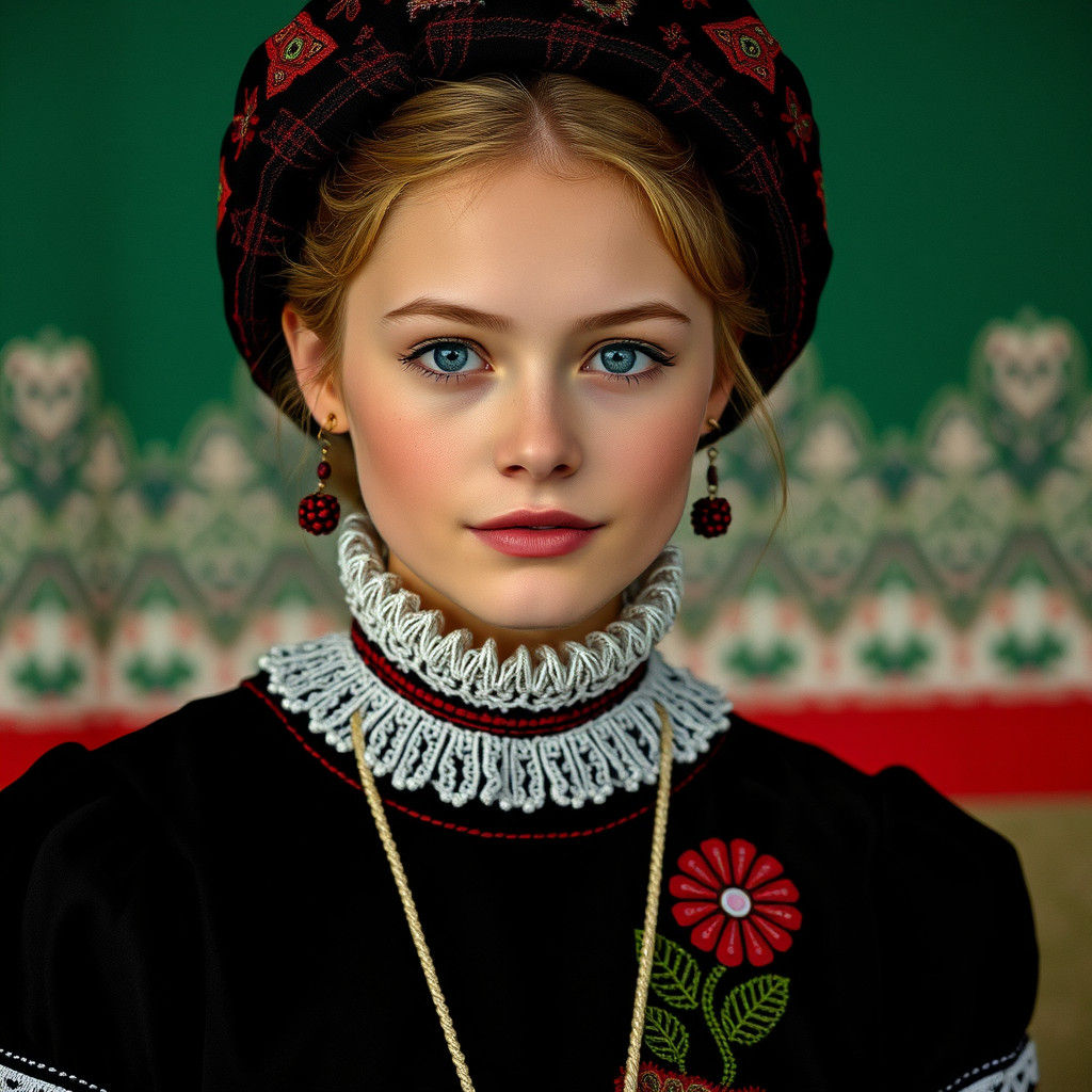 Slavic Nymph Standing in an Altai Taiga Field