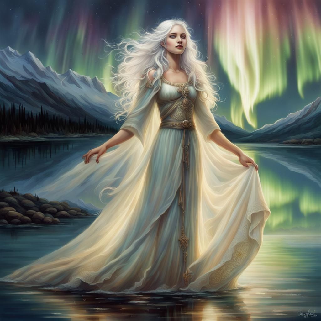 Divine Feminine God in Bioluminescent Forest, Photorealistic