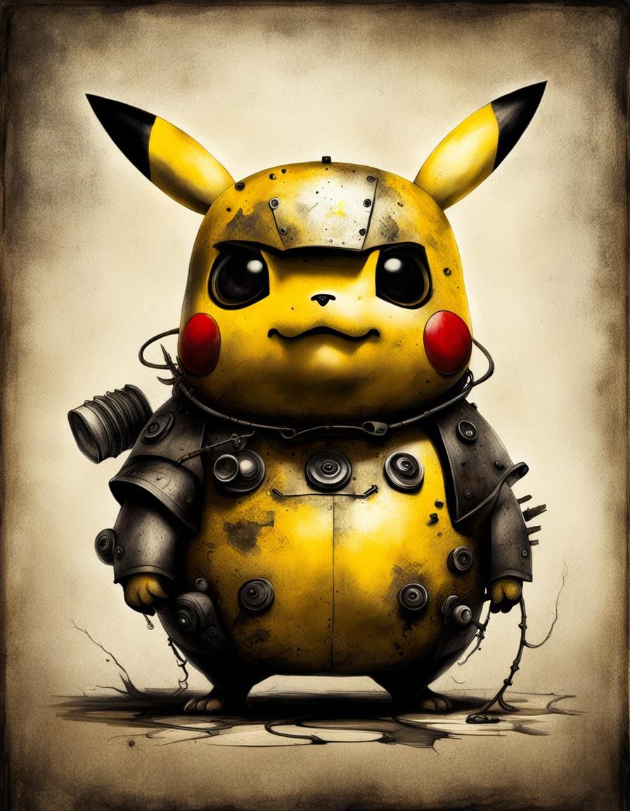 Demonic Cyborg Pikachu in Volcanic Jungle