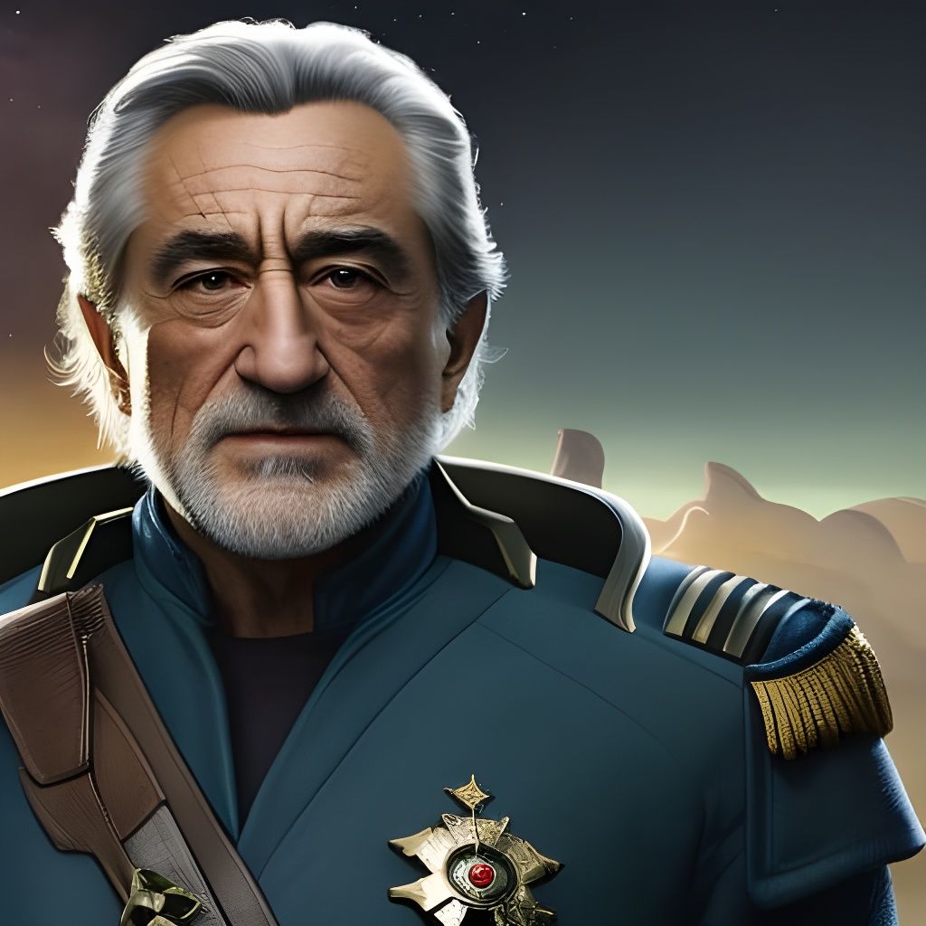 Portrait of Robert de Niro as Space Pirate Captain Harlock from disney movie "Pirates of the space". Intricate _details...