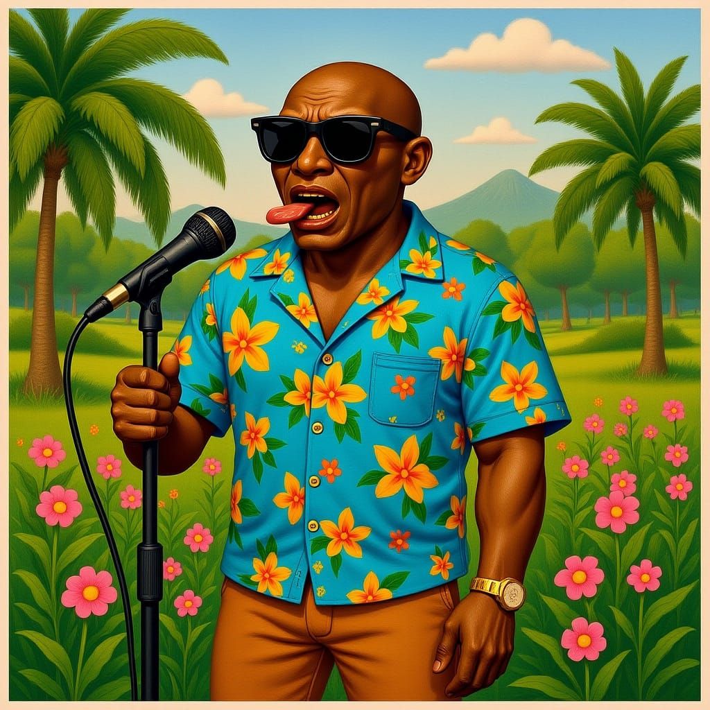 Singing Turtle in Hawaiian Shirt, Digital Art