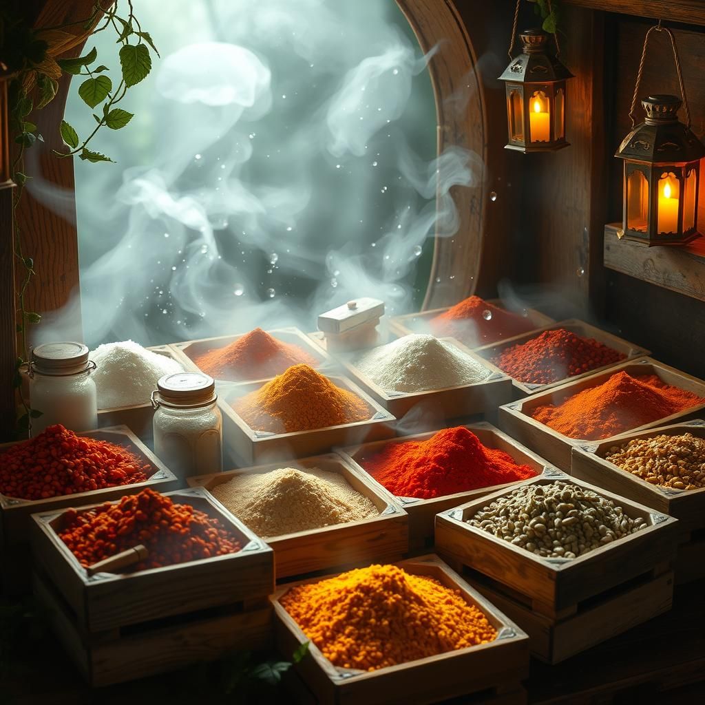 Enchanted Spices Emit Mystical Glow