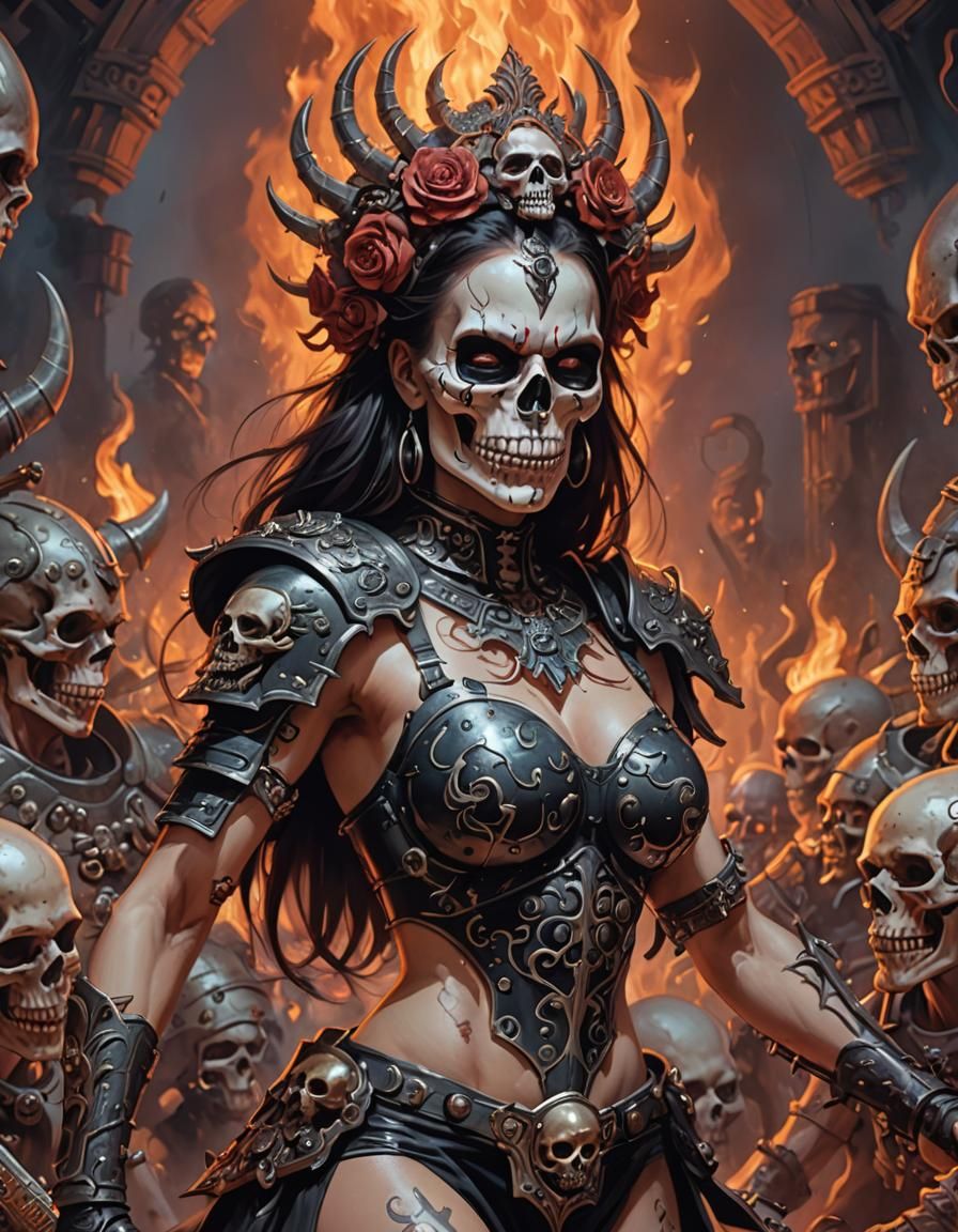 Skull Warrior Woman Sings at Hell Concert