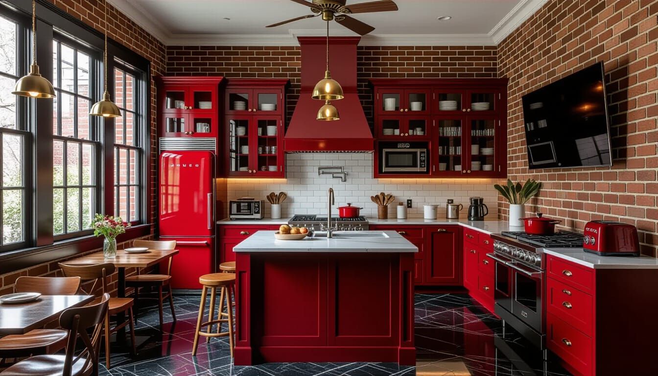 Vibrant Victorian Kitchen with Modern Appliances