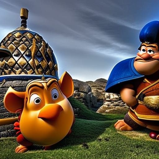 Hyperrealistic Asterix and Obelix in High Definition