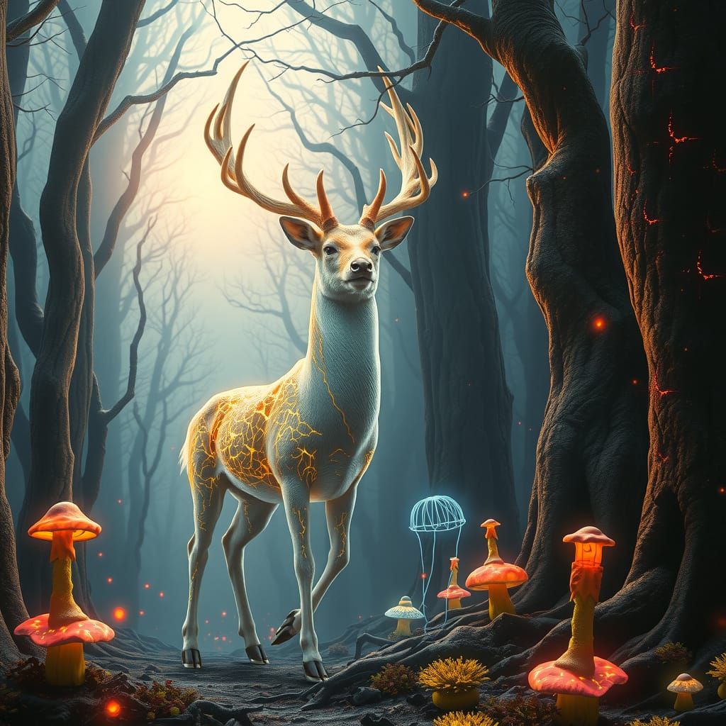 Lumina Stag in Dystopian Future Forest