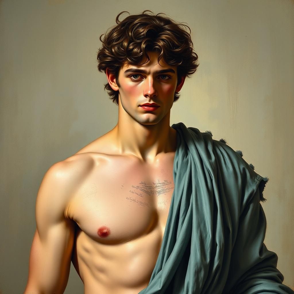 Young Greek Model in Romanticist Oil Painting