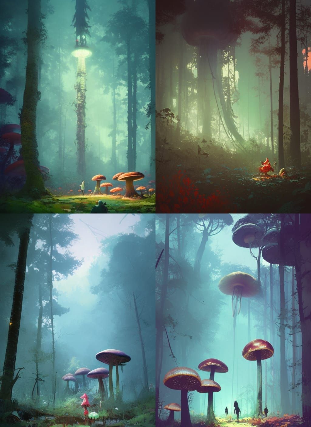 Mushroom Forest Habitat: Academic Art Style