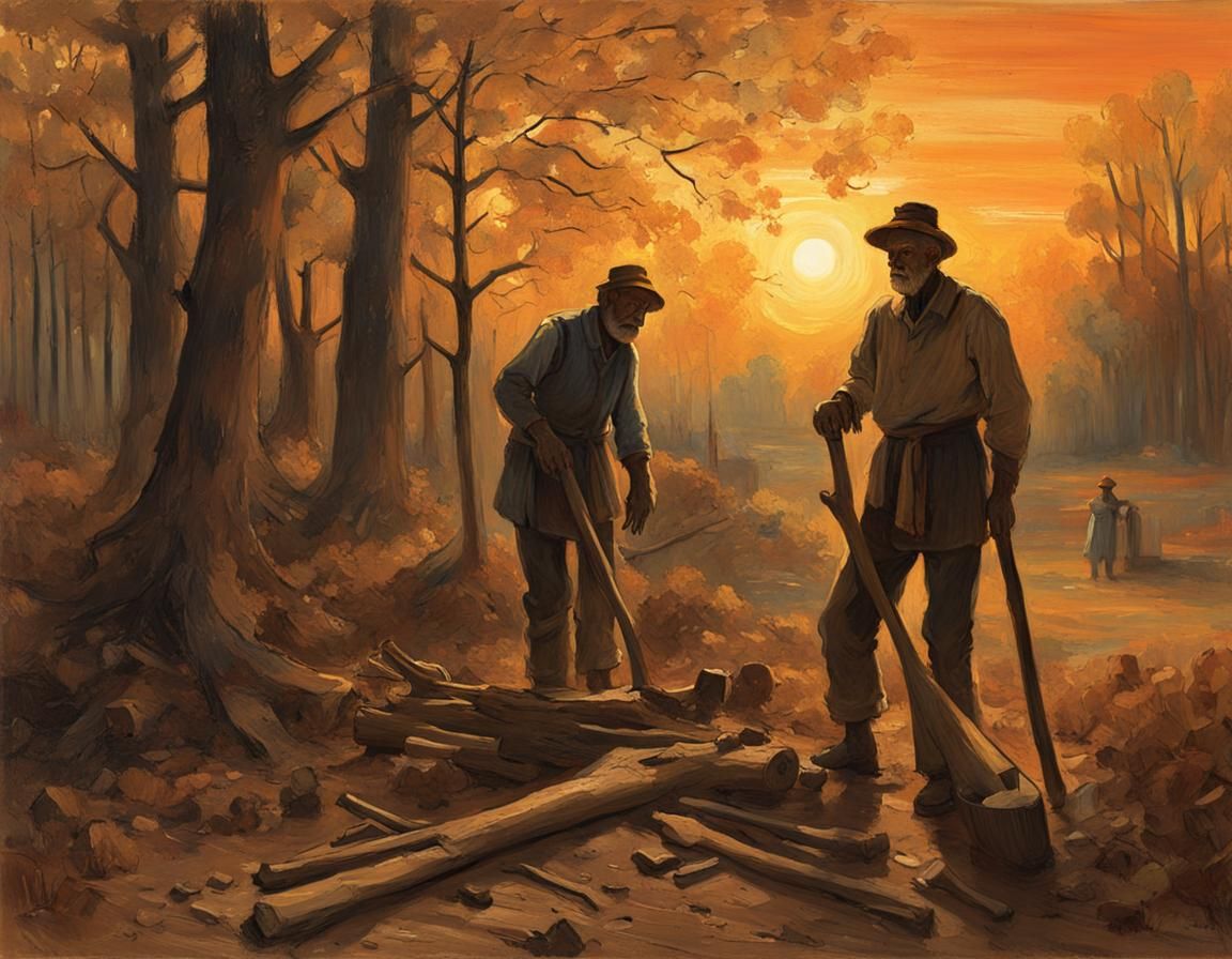 Woodcutter and Death in Millet Style