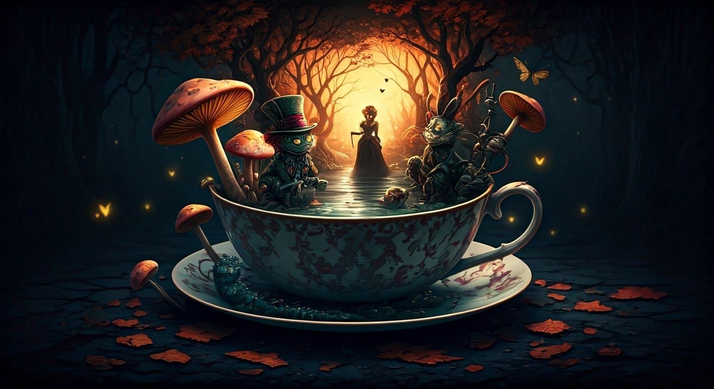 Eldritch Wonderland Teacup in Art Nouveau Style