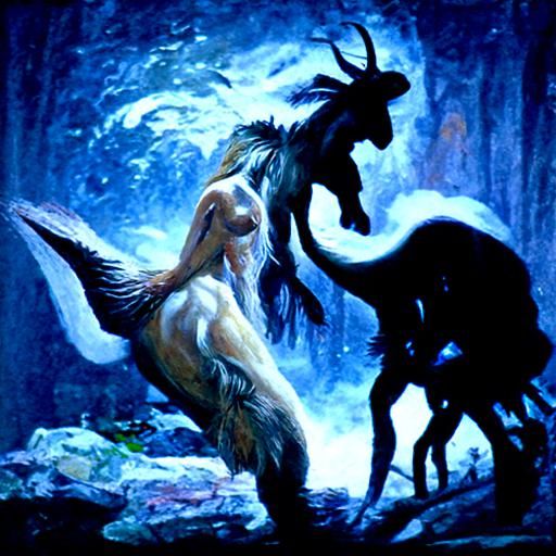 Mythical Creatures in Oil Painting Style