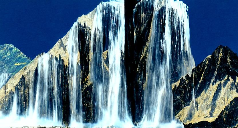 Majestic Waterfall Flowing Down Mountainside