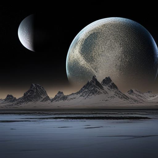 UFO Shadowing the Moon: Detailed Matte Painting