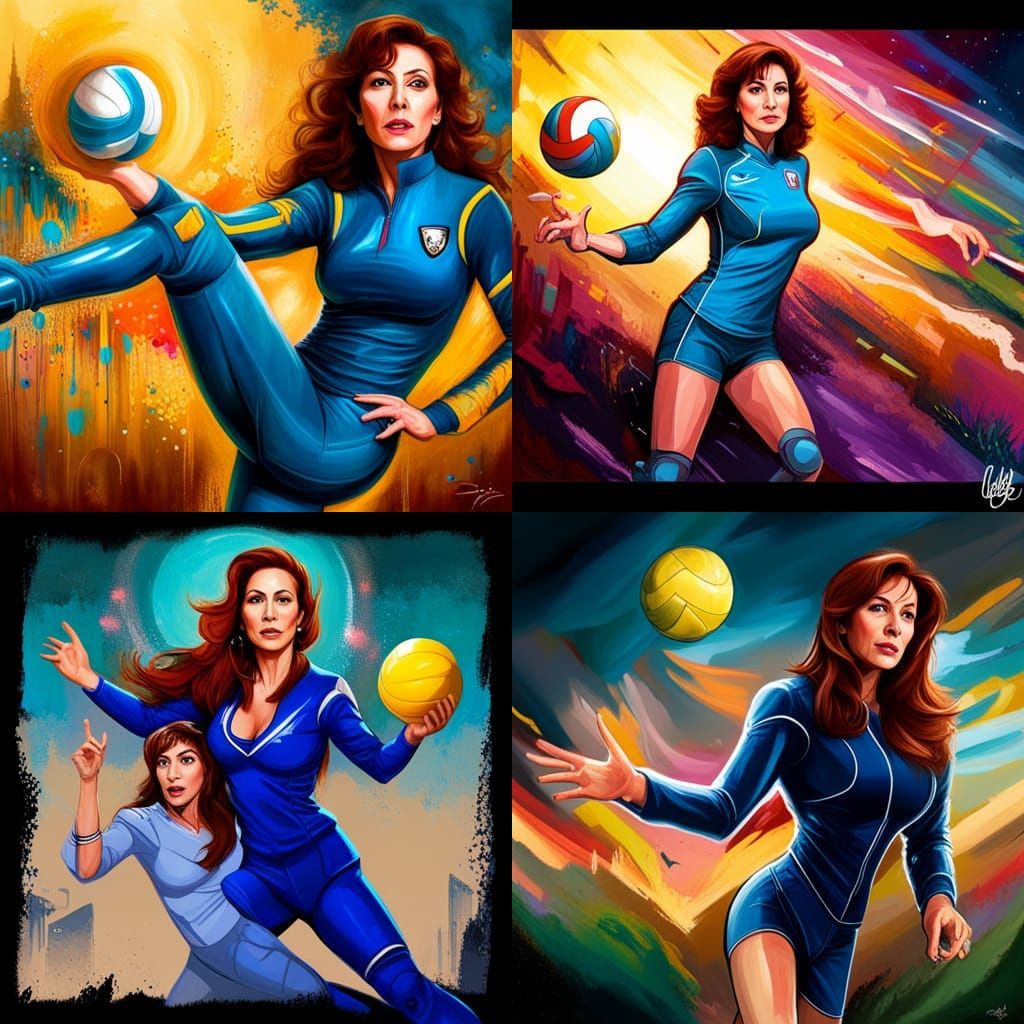 Deanna Troi and Beverly Crusher Play Volleyball