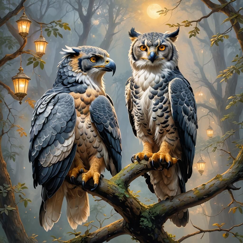 Eagle-Tiger Harpy in Dreamlike Oil Painting