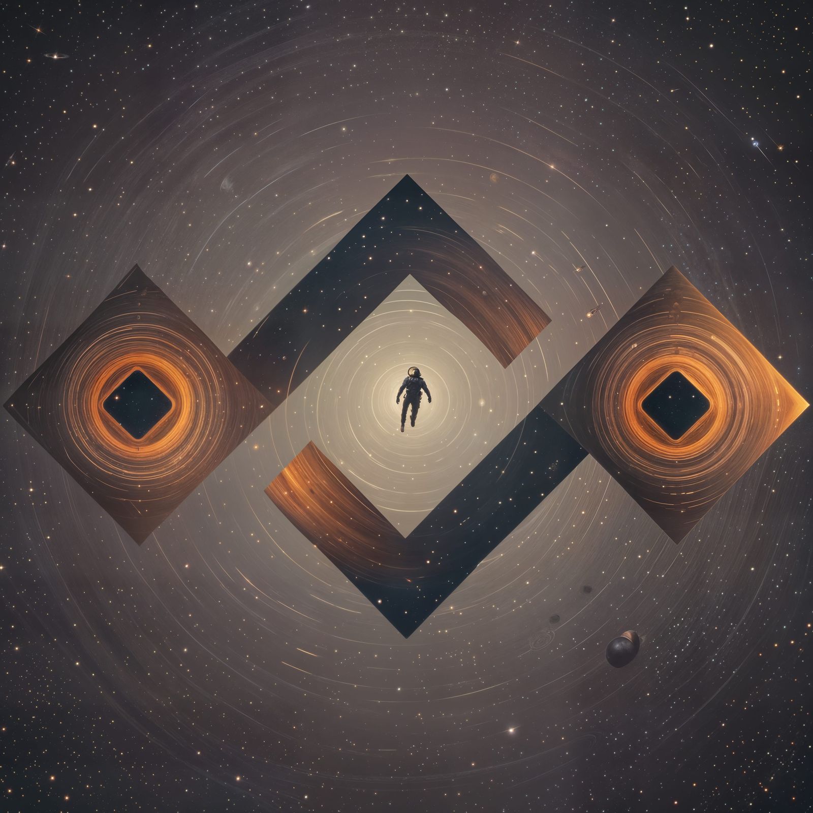 Saturnian Odyssey: Vibrant Astronaut in Cosmic Rings