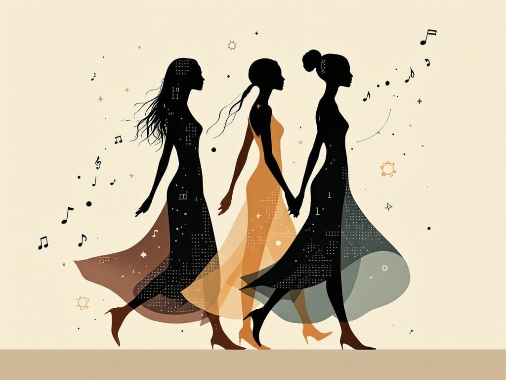 Three Silhouettes in Elegant Data-Inspired Minimalism