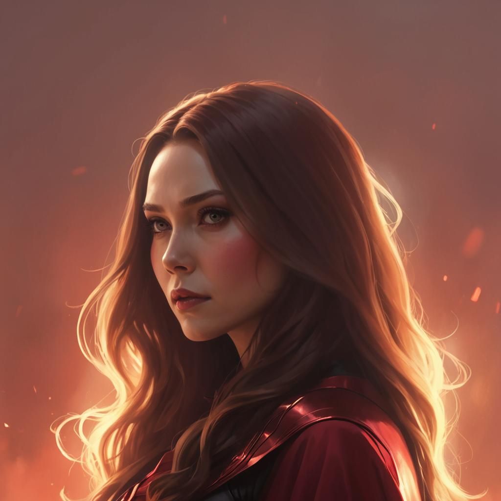 Scarlet Witch Portrait in Hyperdetailed Digital Art