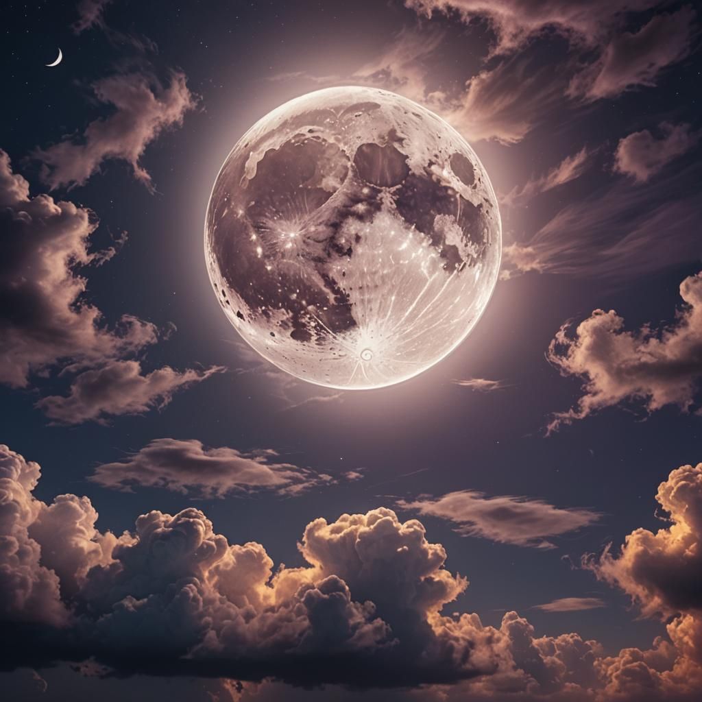 Ethereal Full Moon in Digital Art Style