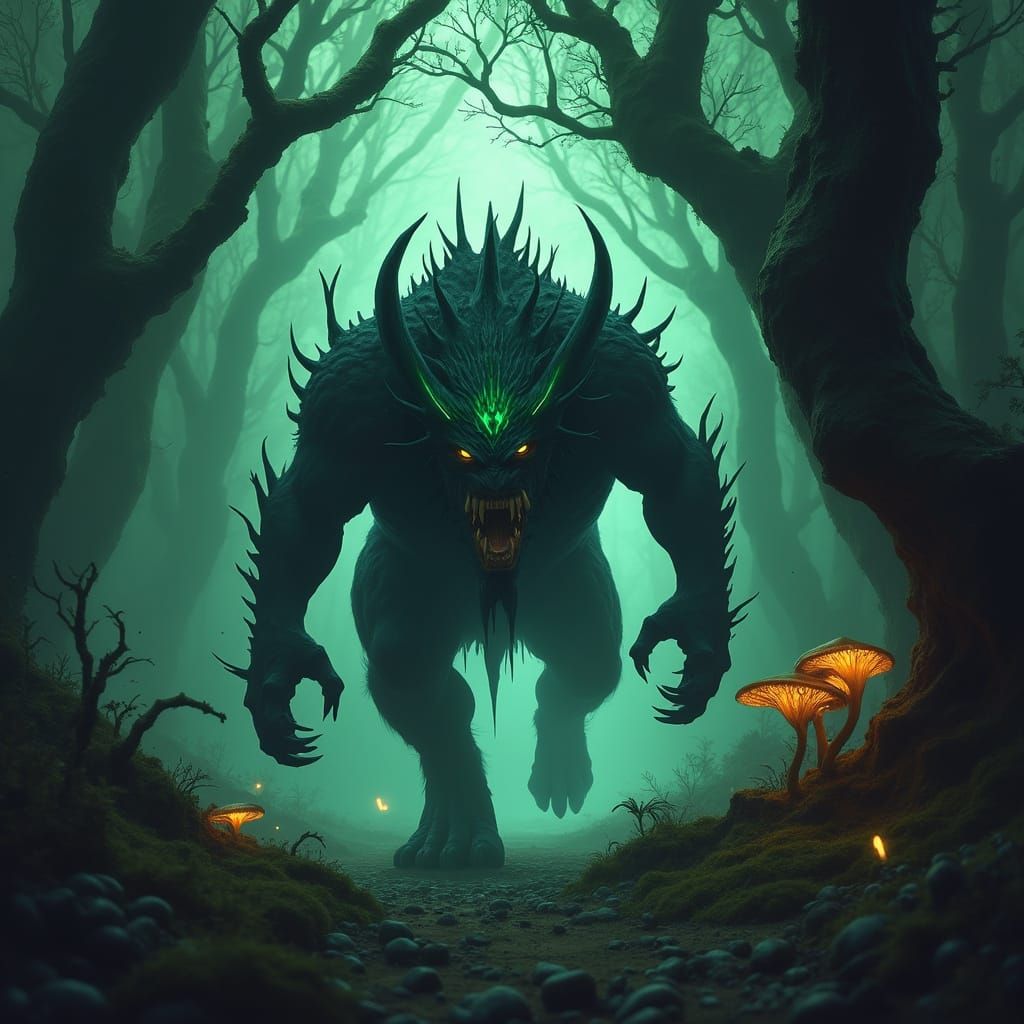 Ominous Displacer Beast in Dark Forest