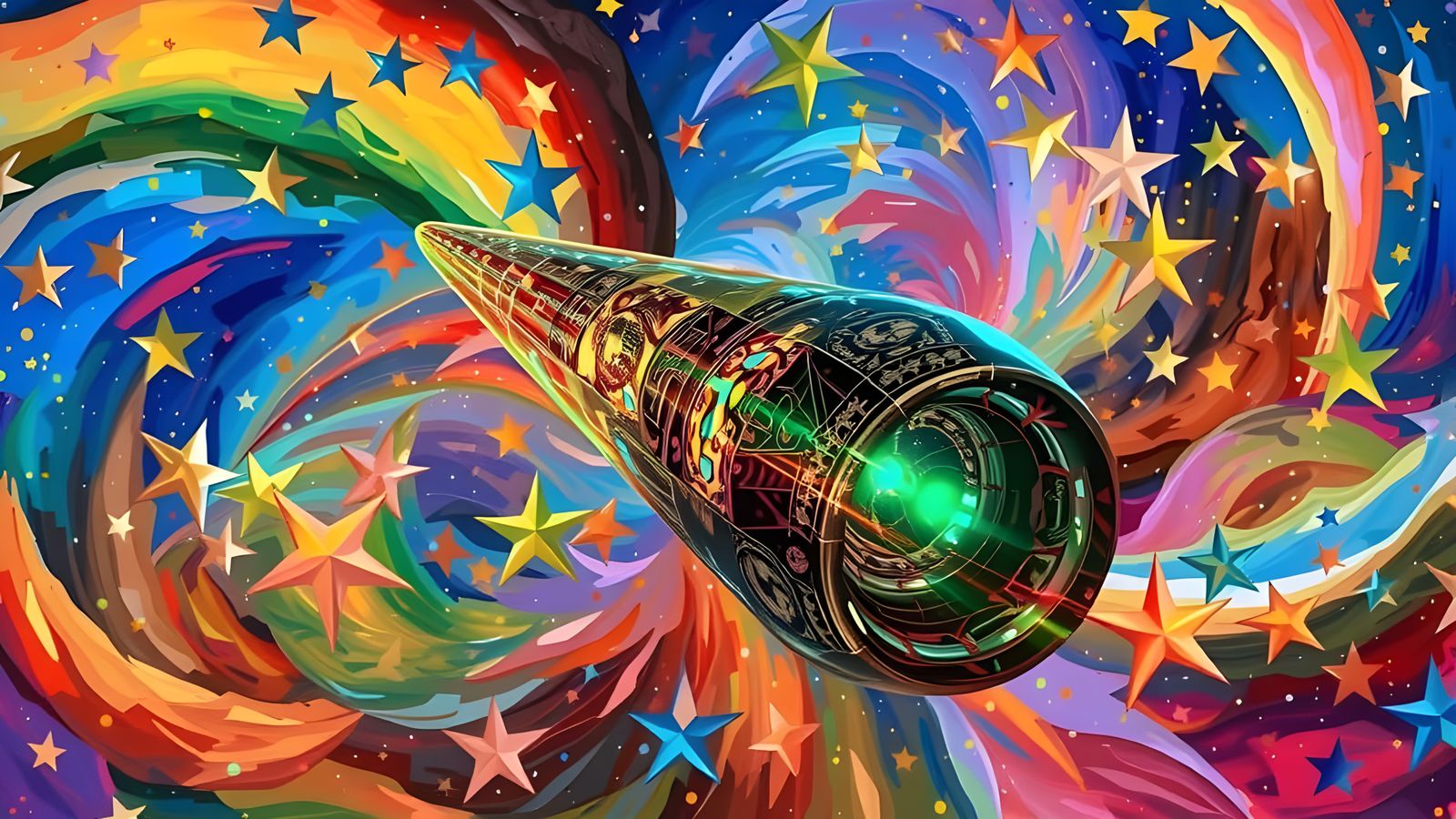 Reflective Cylinder Mirrored in Kandinsky Star Cosmos