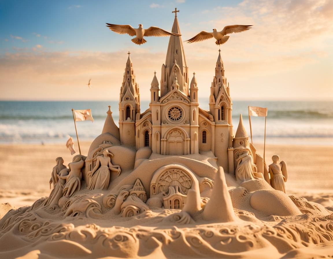 Detailed Sand Sculpture of St. Michael's Church