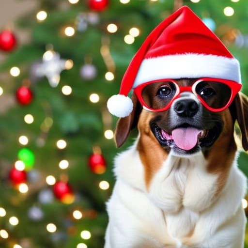 Festive Christmas Dog Portrait in Hyperdetailed Style