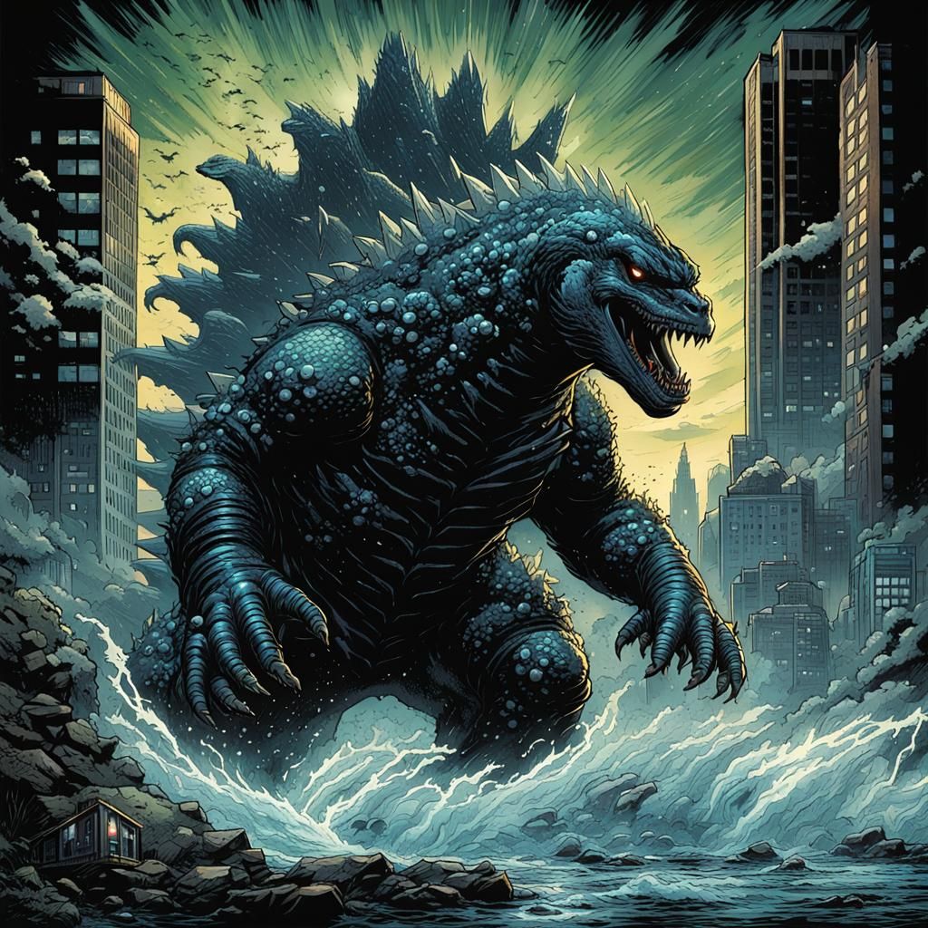 Godzilla in Comic Book Art Style