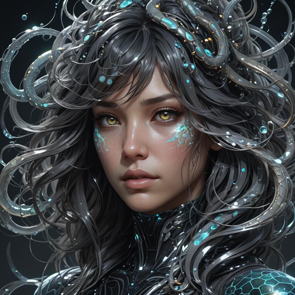 Bioluminescent Ichthyophis Portrait in Hyperdetailed Style